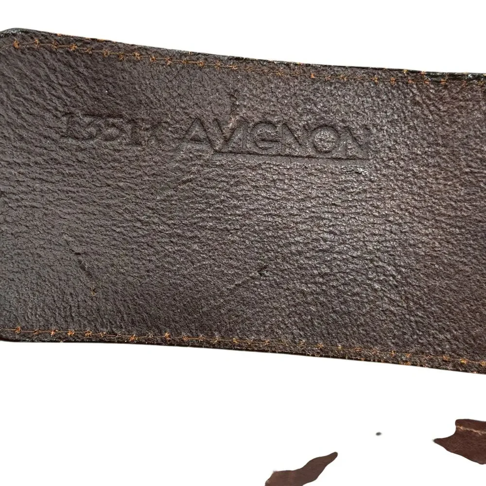 Avignon Leather Belt Vintage Womens L Brown Woven Wide Boho Festival Artisan 70s - Picture 10 of 11